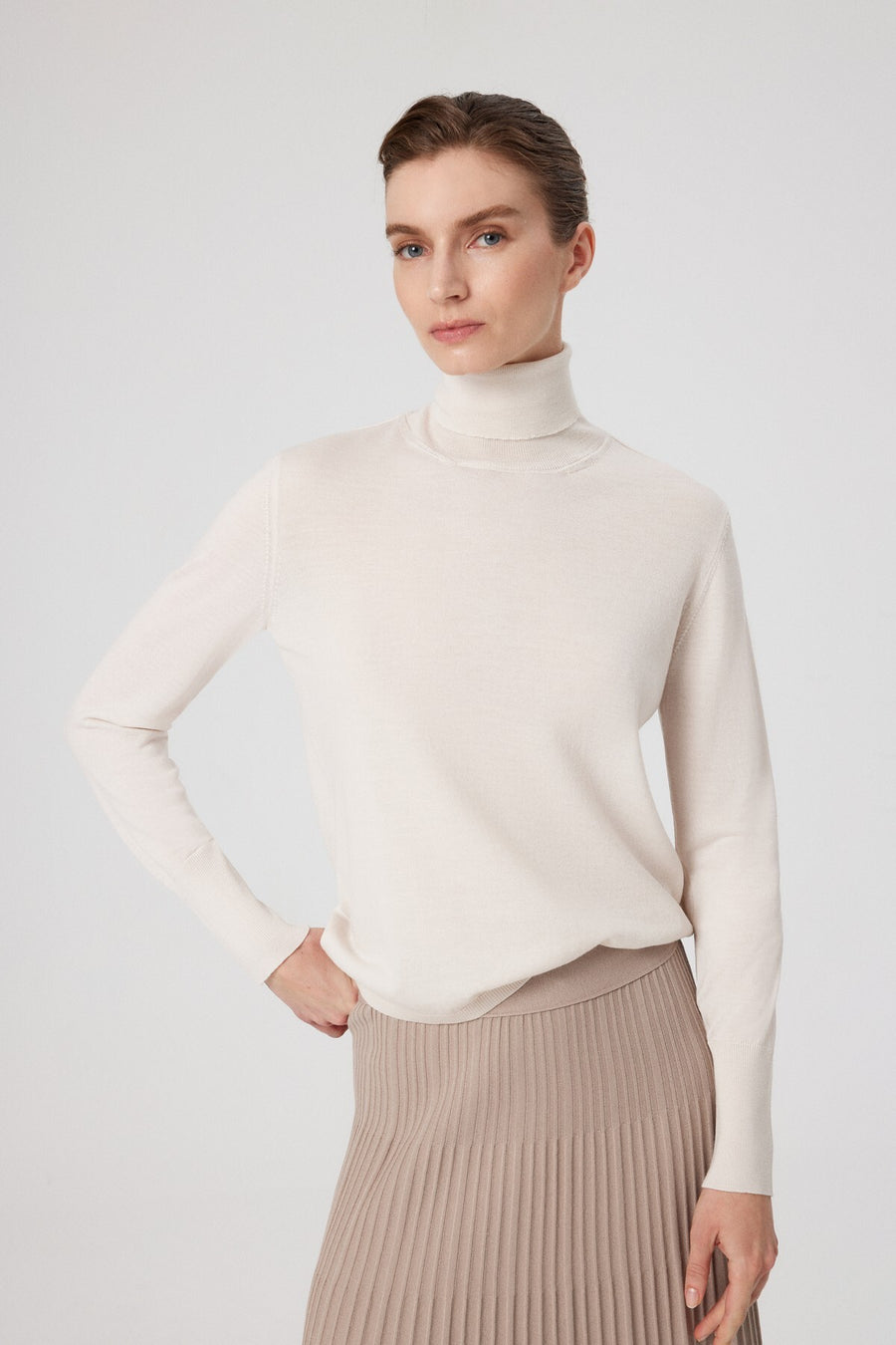 Mısırlı 1951 Stone Turtleneck Long Sleeve Sweater  - Porterist 3