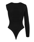 Single Sleeve Collar Detailed Snap Bodysuit Black  - Porterist 5