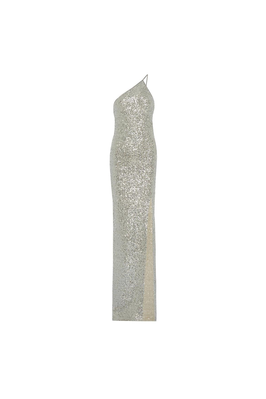 Sequin Silver Long Dress With One Shoulder Strap Fınal Item - Porterist 5