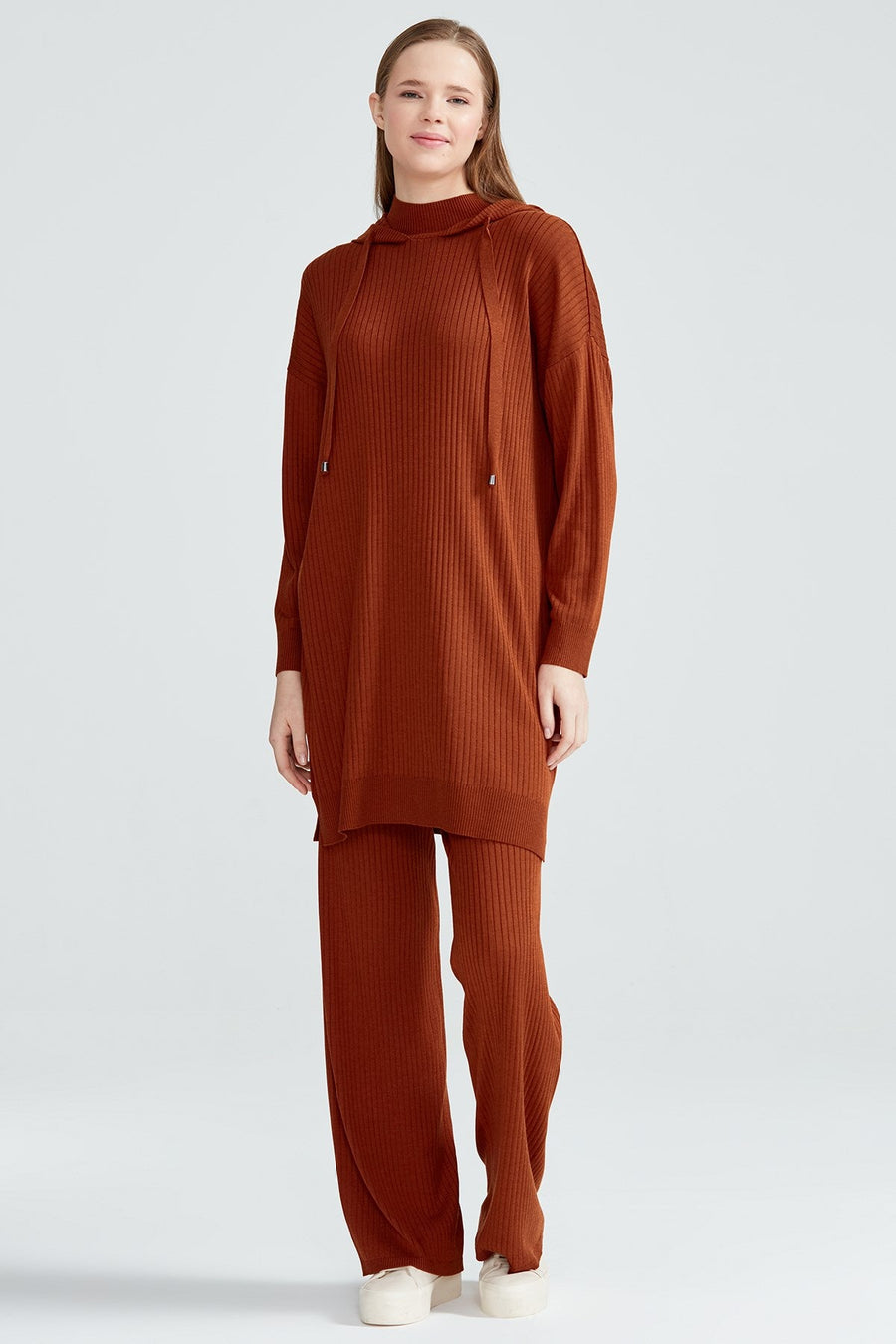 Knit Set Tan With Ribbed Pants | Porterist