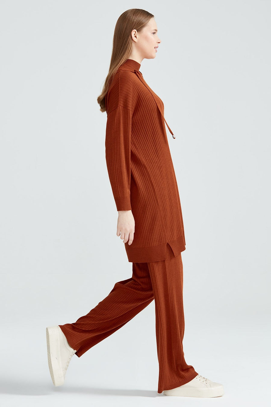 Knit Set Tan With Ribbed Pants | Porterist