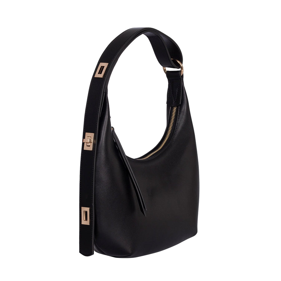 Tina Black Leather Hand & Shoulder Bag | Porterist