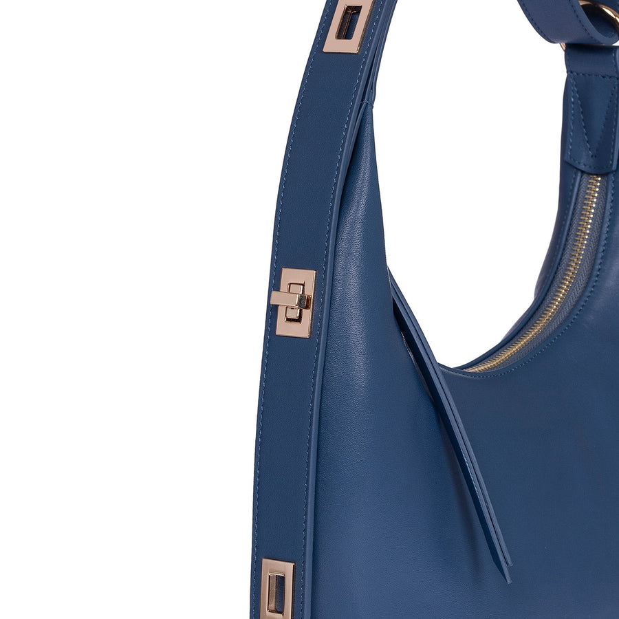 Tina Blue Leather Hand & Shoulder Bag | Porterist