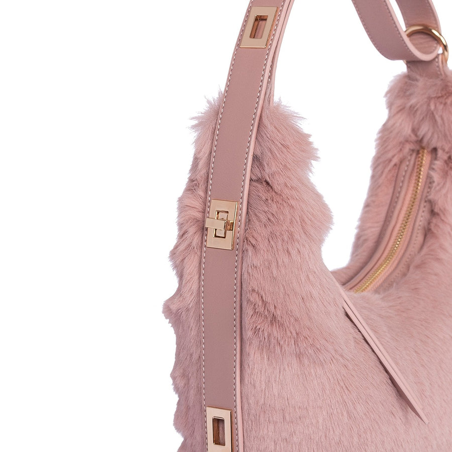 Tina Pink Synthetic Fur Hand & Shoulder Bag | Porterist