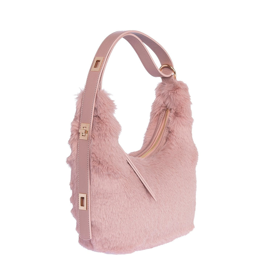 Tina Pink Synthetic Fur Hand & Shoulder Bag | Porterist