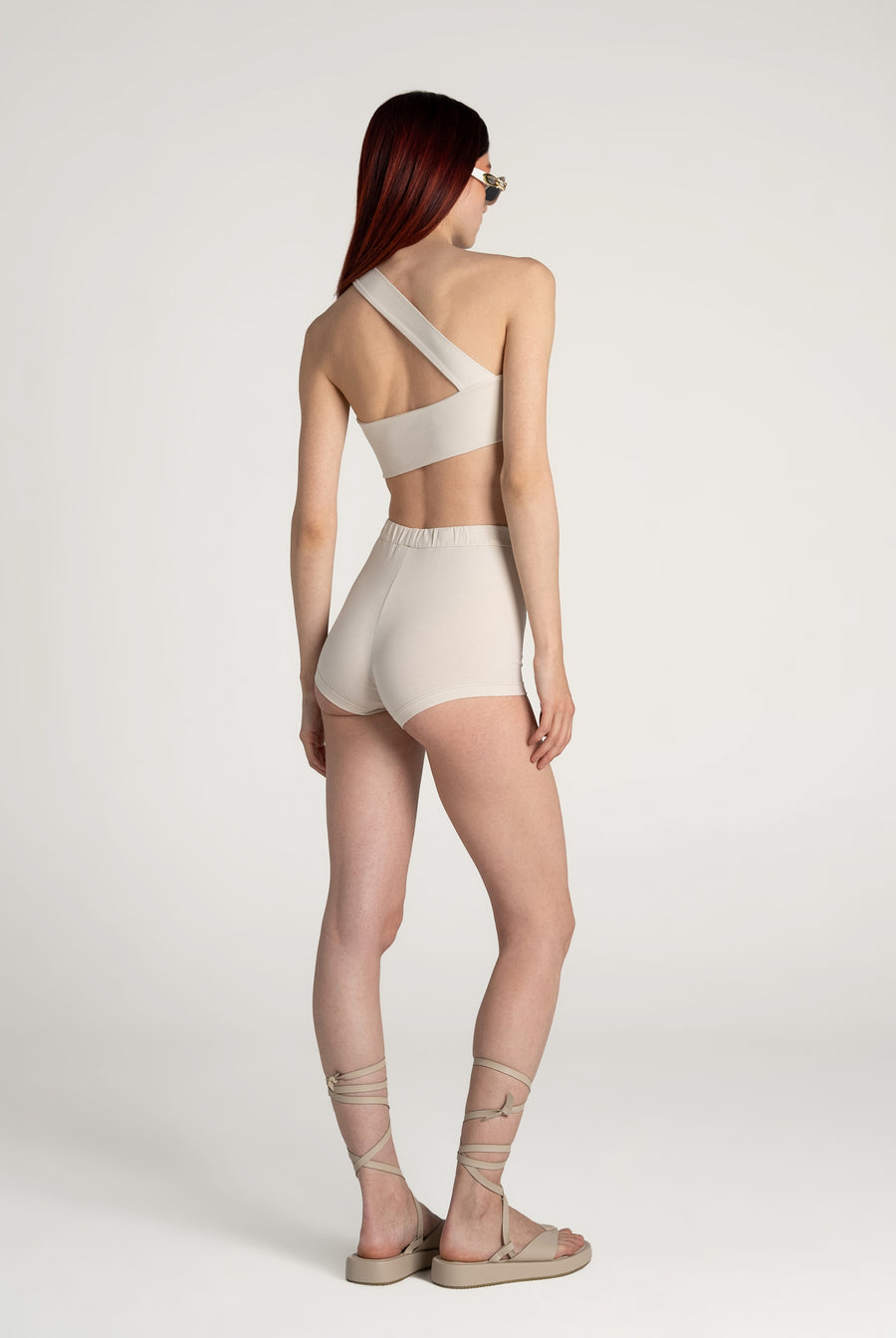 Cream Brown One - shoulder Bustier | Porterist