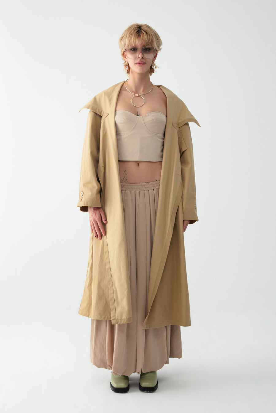 Cream Shawl Collar Trench Coat | Porterist