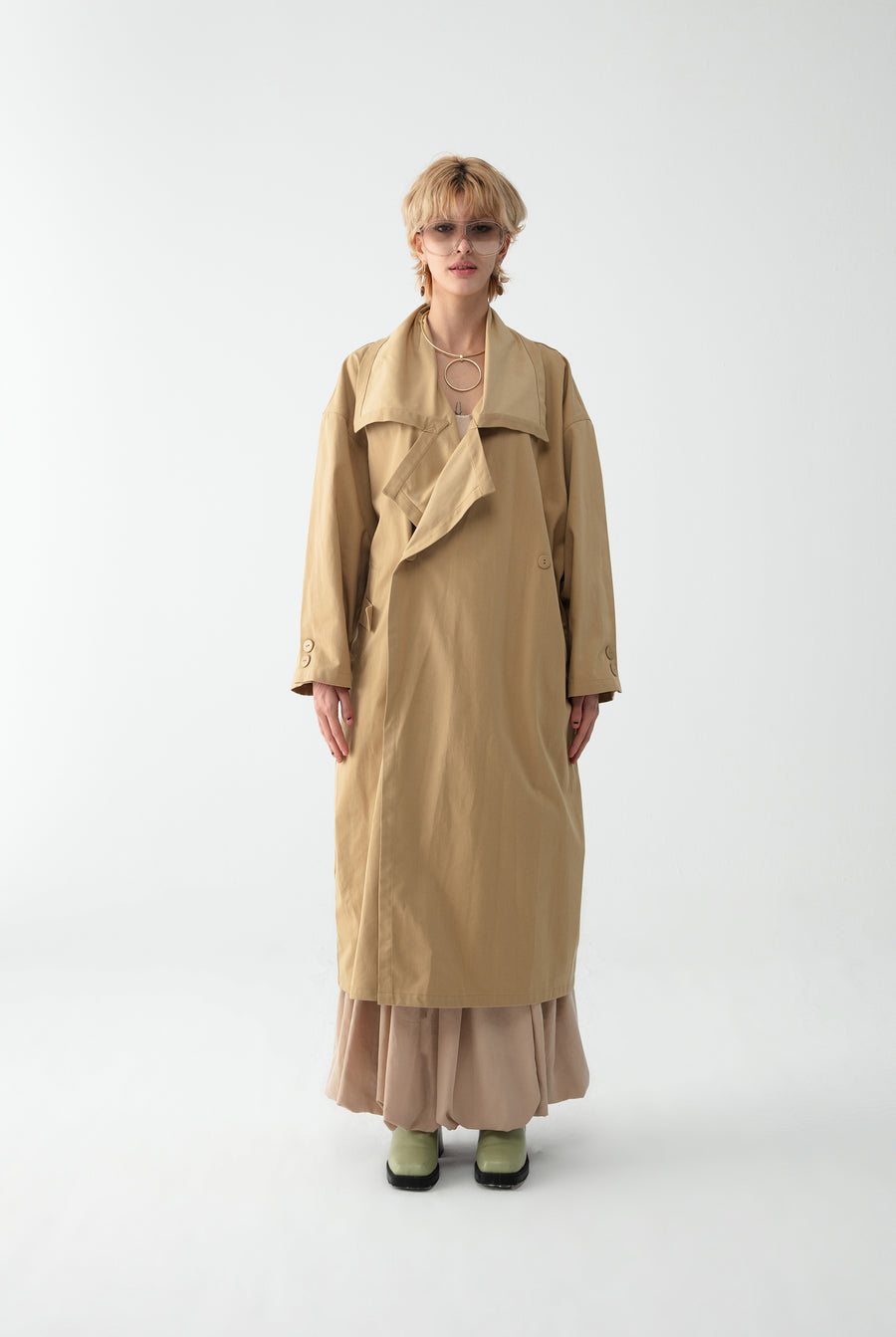 Cream Shawl Collar Trench Coat | Porterist