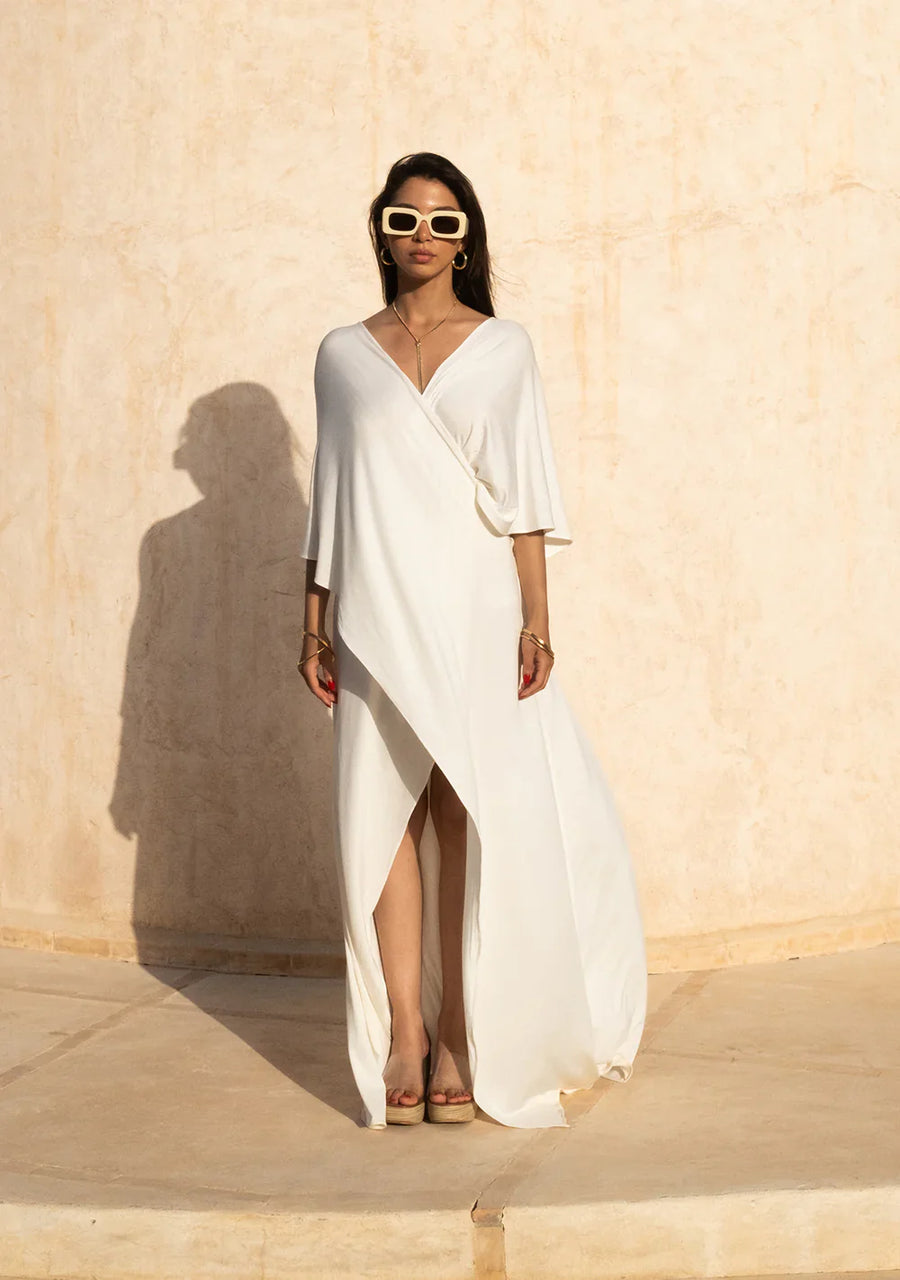 Cross Front White Dress