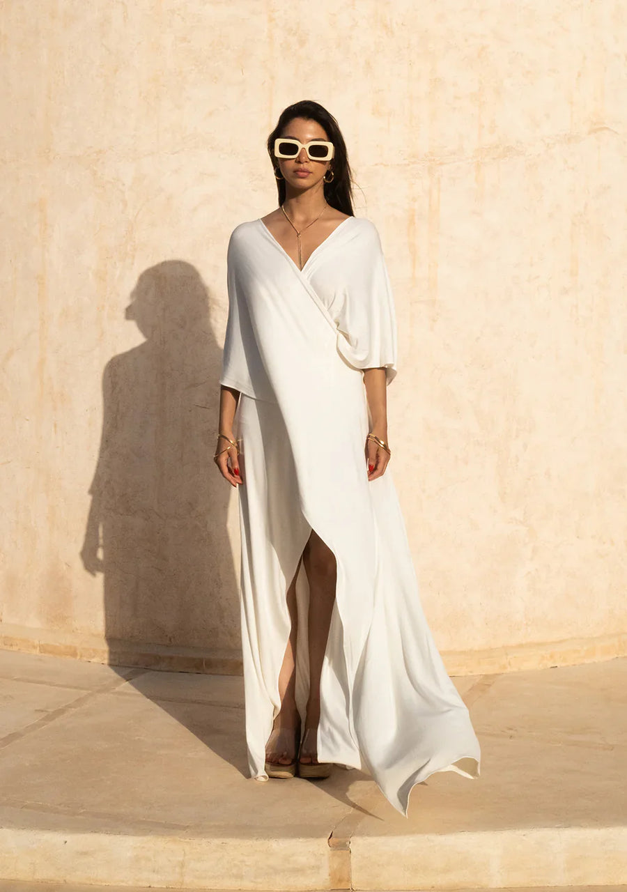 Cross Front White Dress