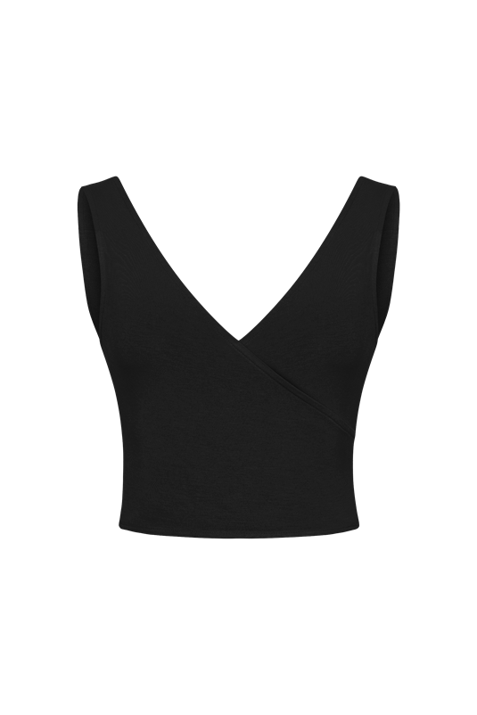 Lace Up Zero Sleeve Black Blouse  - Porterist 3