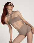 Light Brown One - shoulder Bustier | Porterist