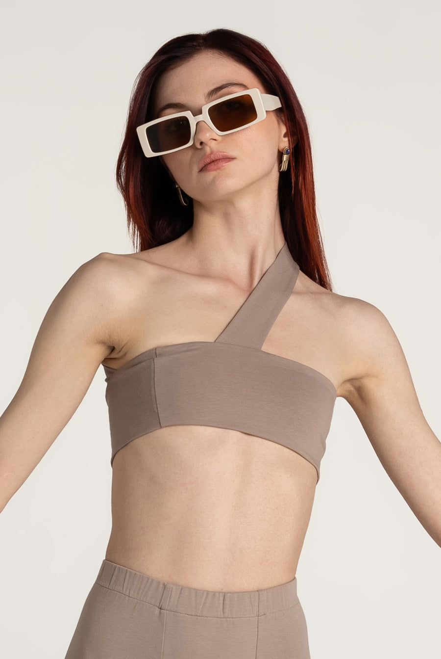 Light Brown One - shoulder Bustier | Porterist