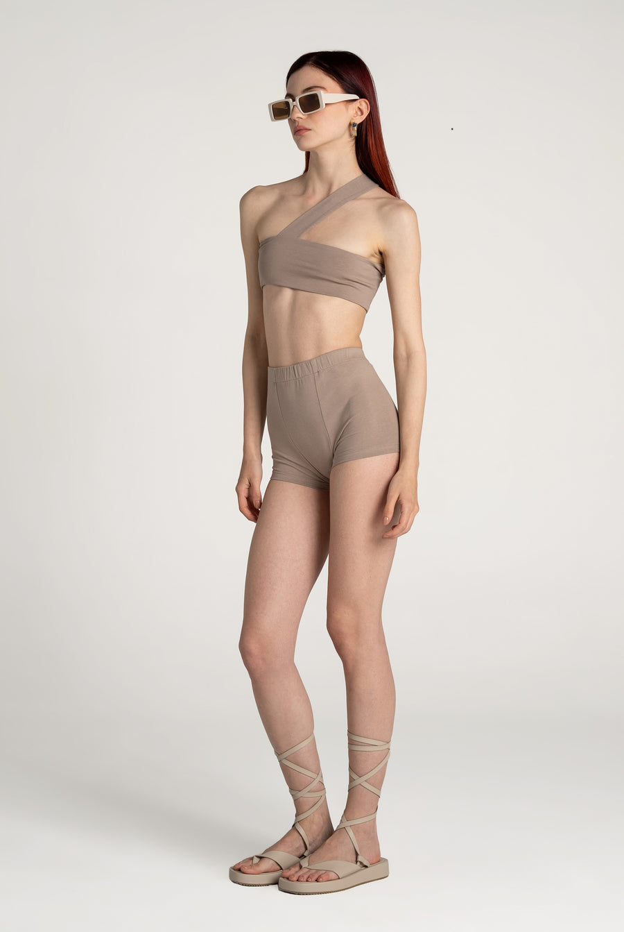 Light Brown One - shoulder Bustier | Porterist