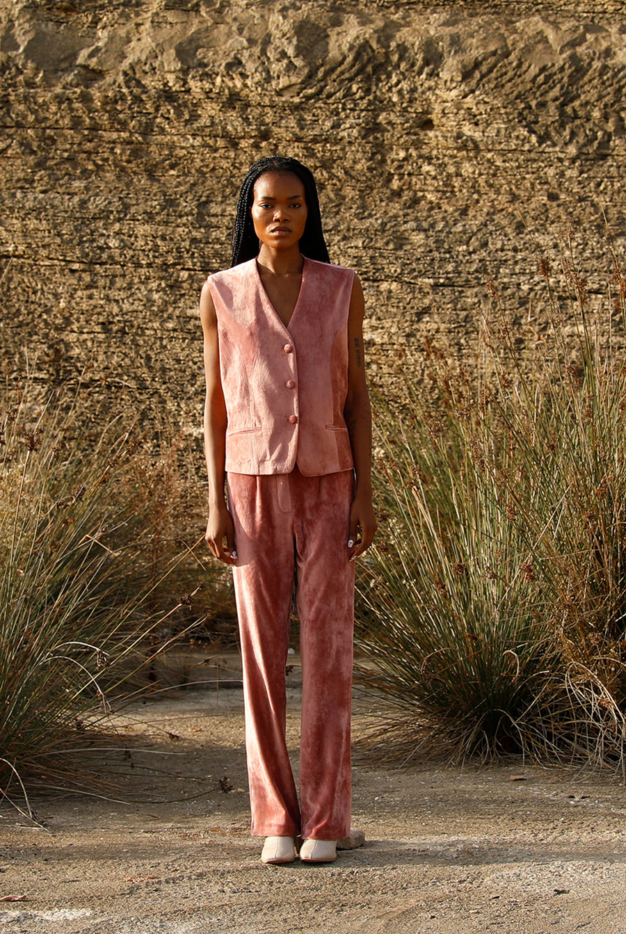 Rose Velvet Straight - cut Pants | Porterist