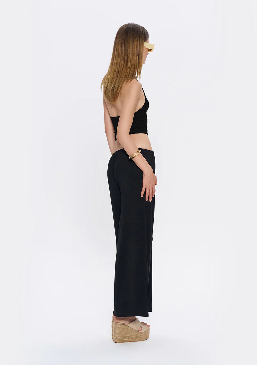 Soft Draped Black Elastic Waist Pants  - Porterist 4