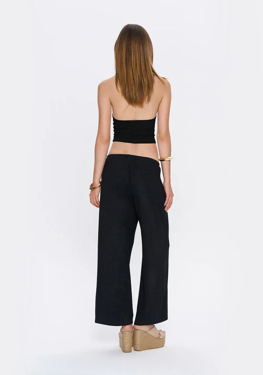 Soft Draped Black Elastic Waist Pants  - Porterist 5