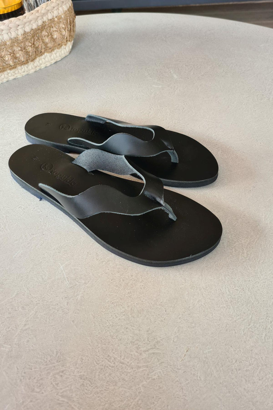 Black Leather Basement Sandals  - Porterist 4