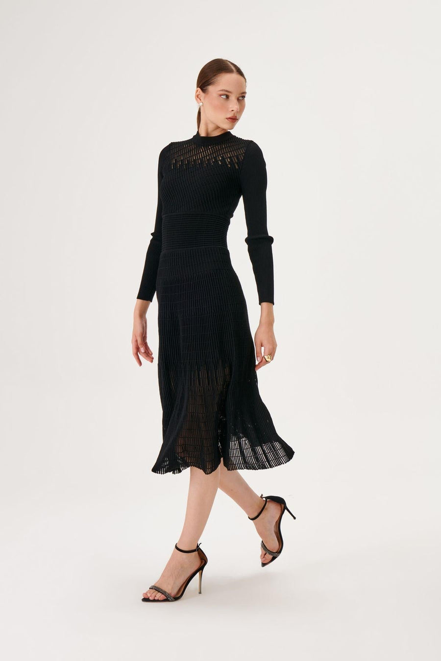 Ottoman Knit Black Knit Dress With Transparent Detail Fınal Item - Porterist 1
