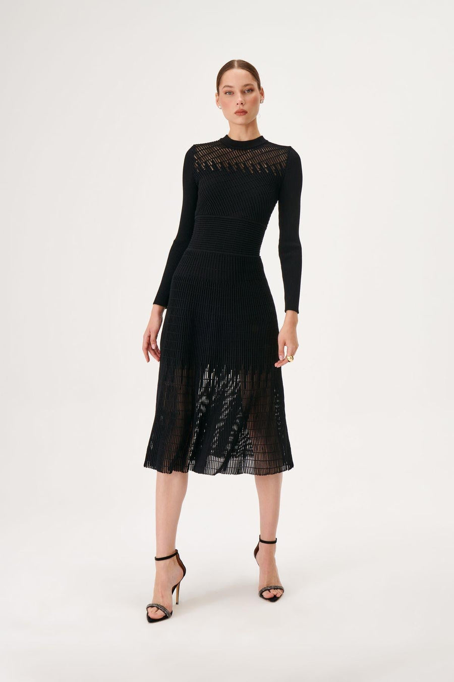 Ottoman Knit Black Knit Dress With Transparent Detail Fınal Item - Porterist 2