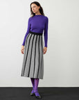 Houndstooth Pattern Knitwear Skirt Black White  - Porterist 1