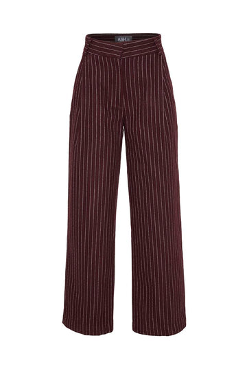 Vino Striped High Waist Red Pants  - Porterist 1