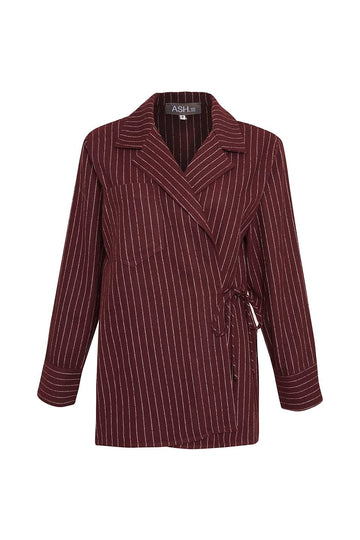 Vino Striped Red Shirt with Drawstring Detail  - Porterist 1