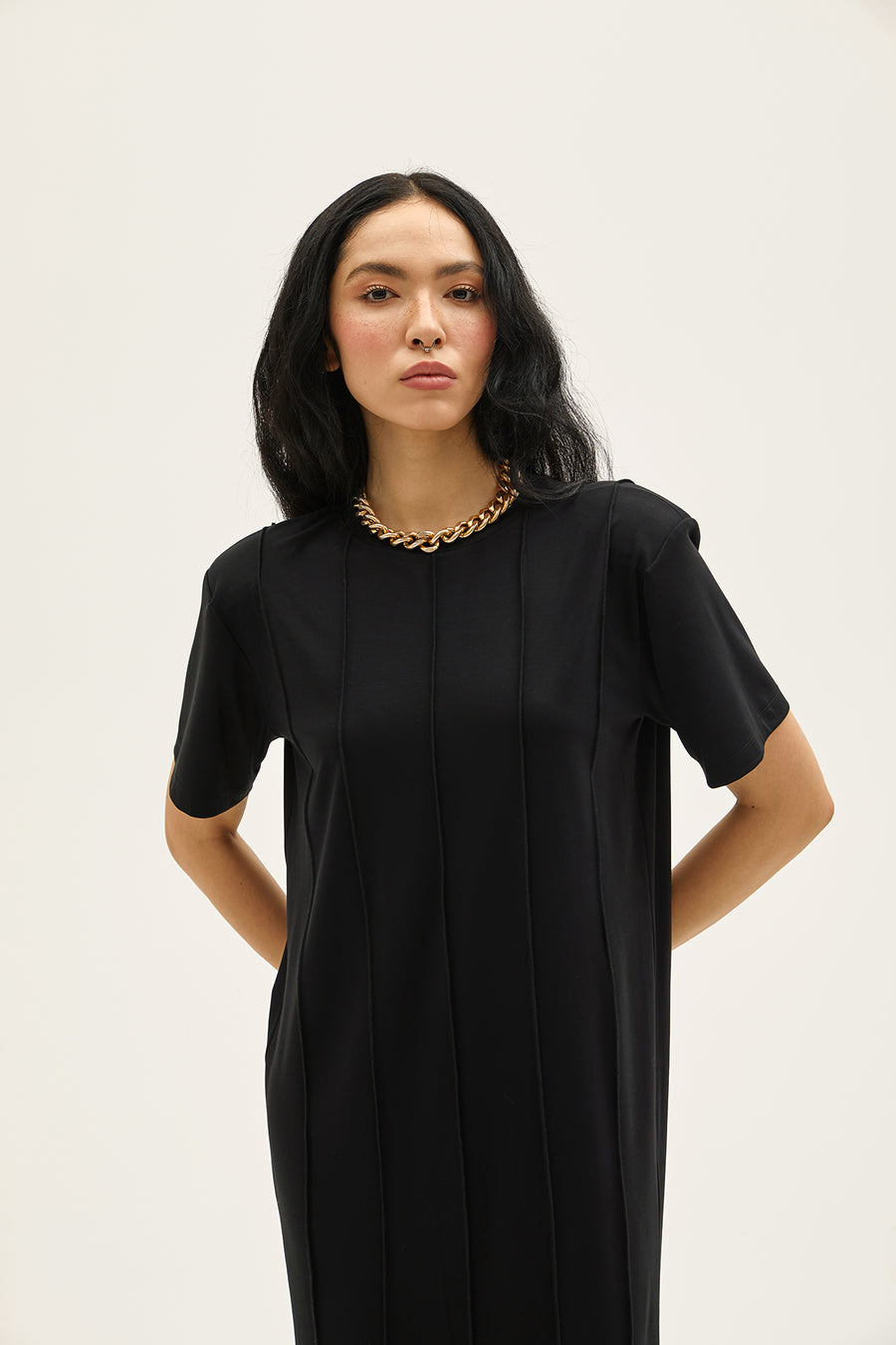 Viola Black Rayon Dress