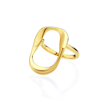 Wave Circle Shaped Gold Vermeil Ring   - Porterist 1