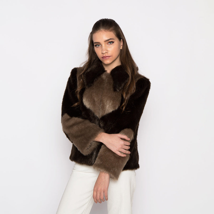 Arizona Faux Black Jacket Brown & Mink | Porterist
