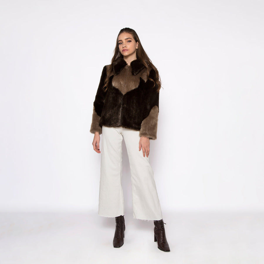 Arizona Faux Black Jacket Brown & Mink | Porterist