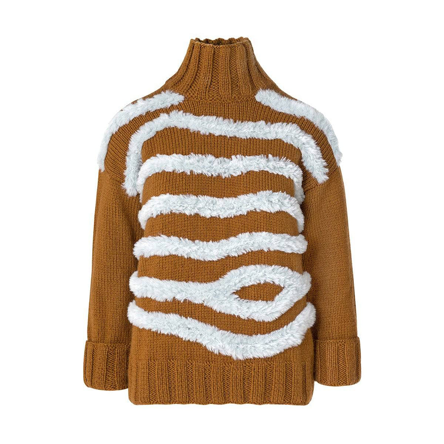 Jupiter Brown & Blue Hand-Knitted Striped Sweater