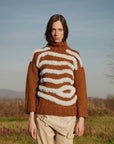 Jupiter Brown & Blue Hand-Knitted Striped Sweater