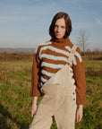 Jupiter Brown & Blue Hand-Knitted Striped Sweater