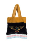 Montana Black & Yellow Beaded and Embroidered Faux Fur Bag