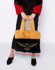 Montana Black & Yellow Beaded and Embroidered Faux Fur Bag