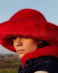 Saturn Red Large Faux Fur Hat