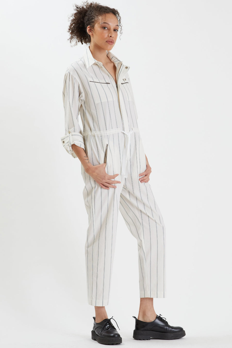 White Striped Jumpsuit
