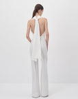 White Halter Neck Backless Crepe Jumpsuit - Porterist 8