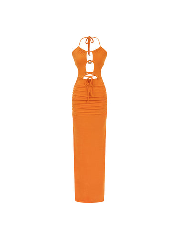Orange Winnie Maxi Jersey Dress | Porterist