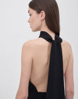 Black Halter Neck Backless Crepe Jumpsuit - Porterist 5