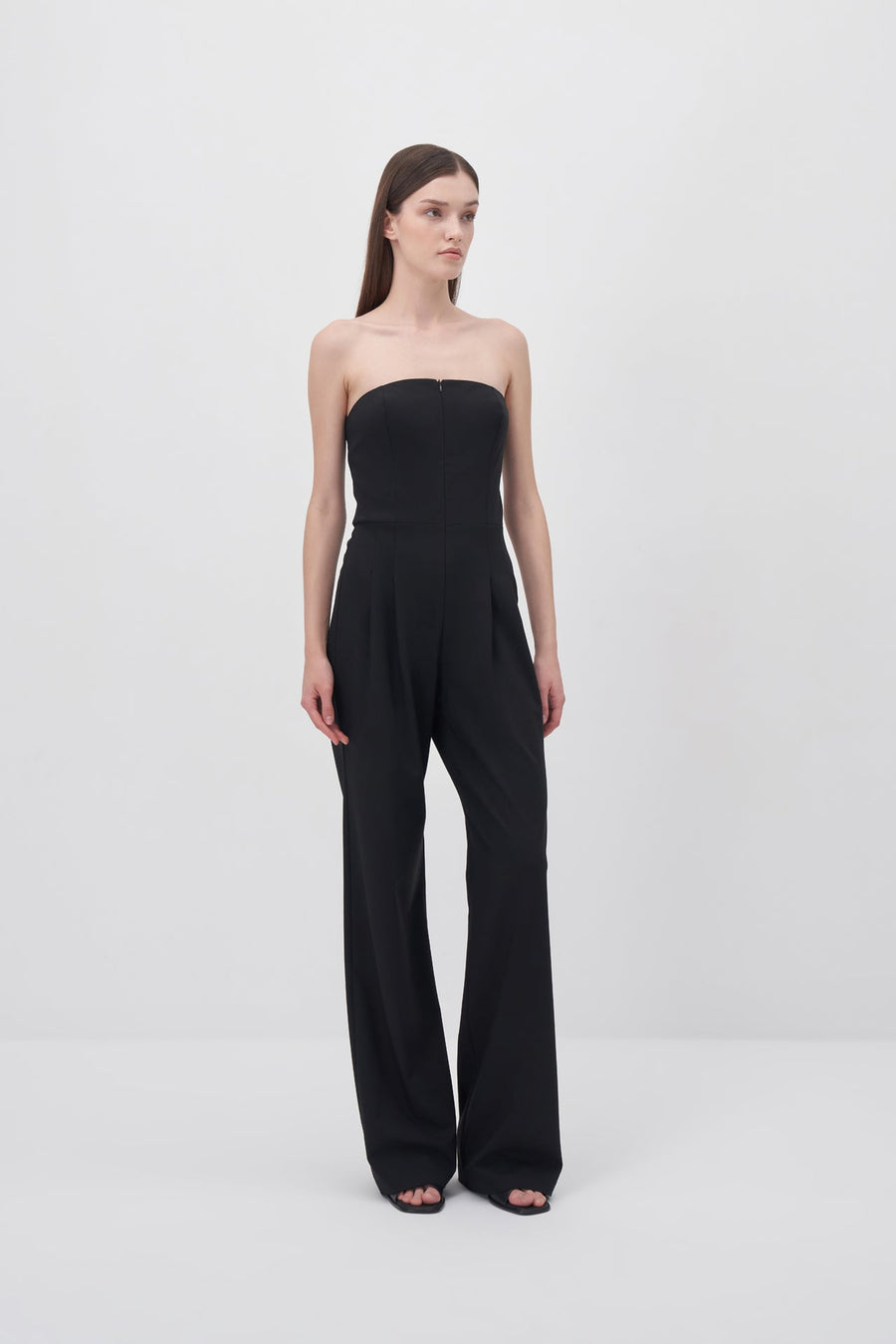 Strapless Black Jumpsuit with Zipper Detail - Porterist 3