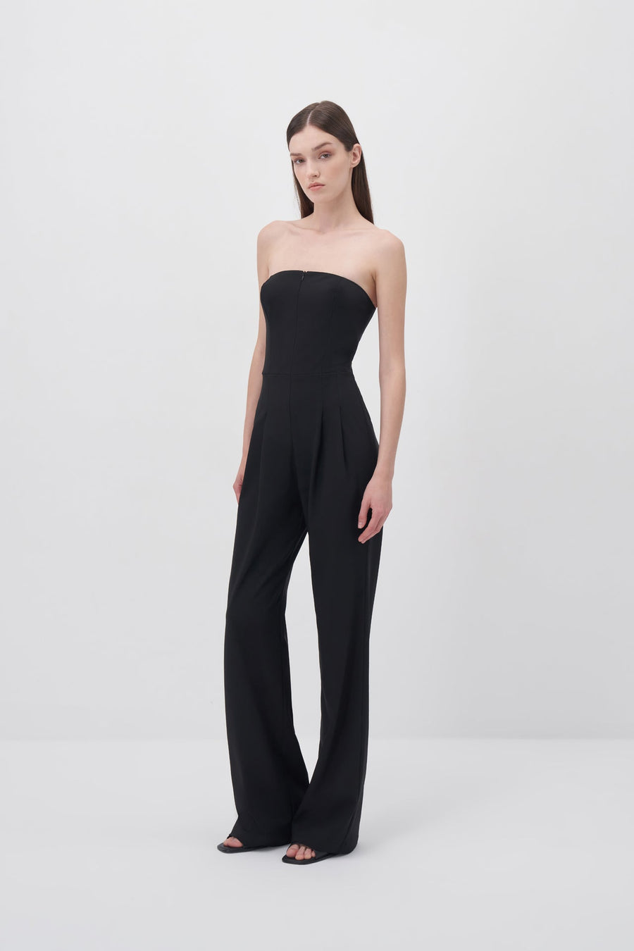 Strapless Black Jumpsuit with Zipper Detail - Porterist 4