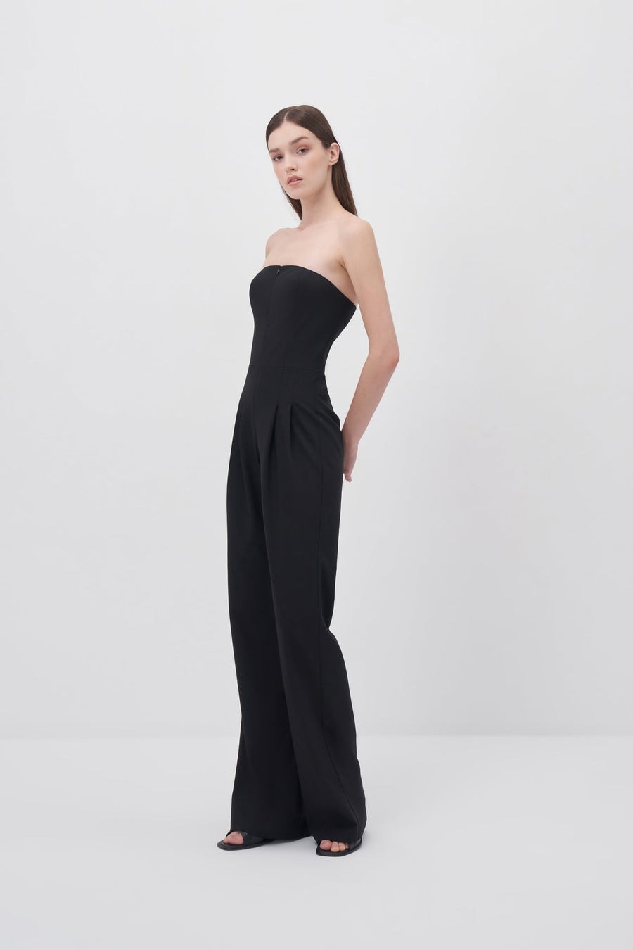 Strapless Black Jumpsuit with Zipper Detail - Porterist 5