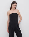 Strapless Black Jumpsuit with Zipper Detail - Porterist 1