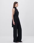 Black Halter Neck Backless Crepe Jumpsuit - Porterist 3