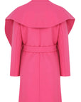 Collar Detailed Asymmetric Women's Coat Fuchsia  - Porterist 5