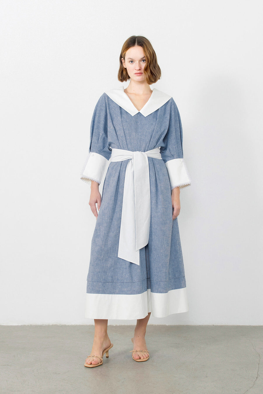 Blue Dress With Strap Accessories With Collar Detail Fınal Item - Porterist 2
