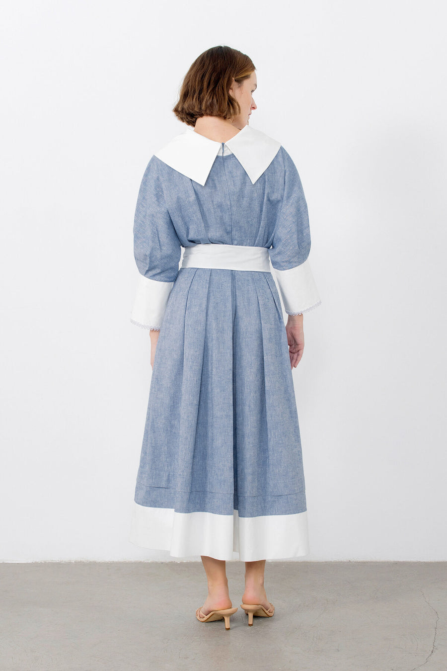 Blue Dress With Strap Accessories With Collar Detail Fınal Item - Porterist 3