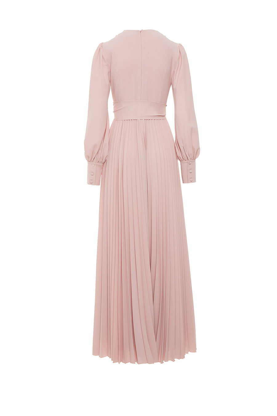 Pleated Pink Dress With Belt Embroidery Detail Fınal Item - Porterist 3